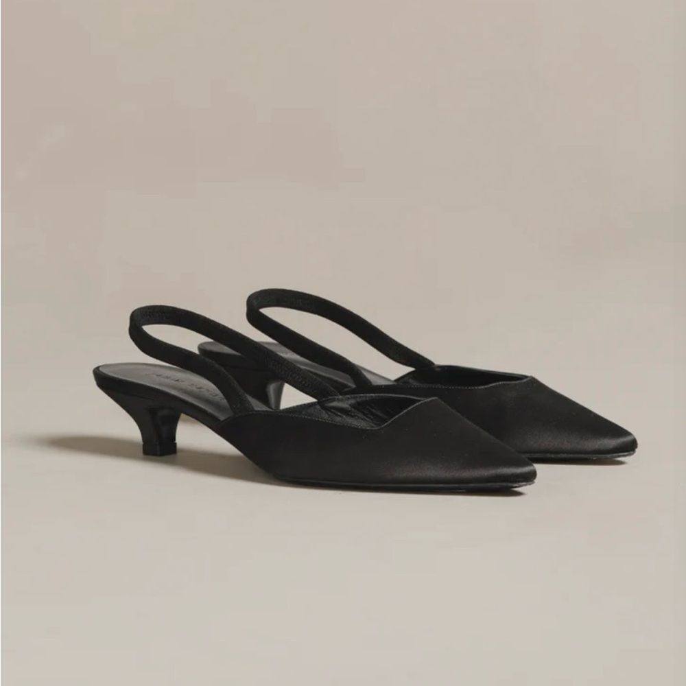 Jenni Kayne Satin Kitten Heel Black NWT Size 38